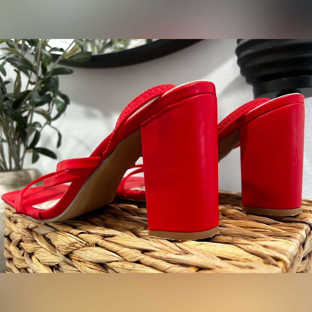 H&M Bold Red Block Heel Sandals